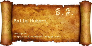 Balla Hubert névjegykártya